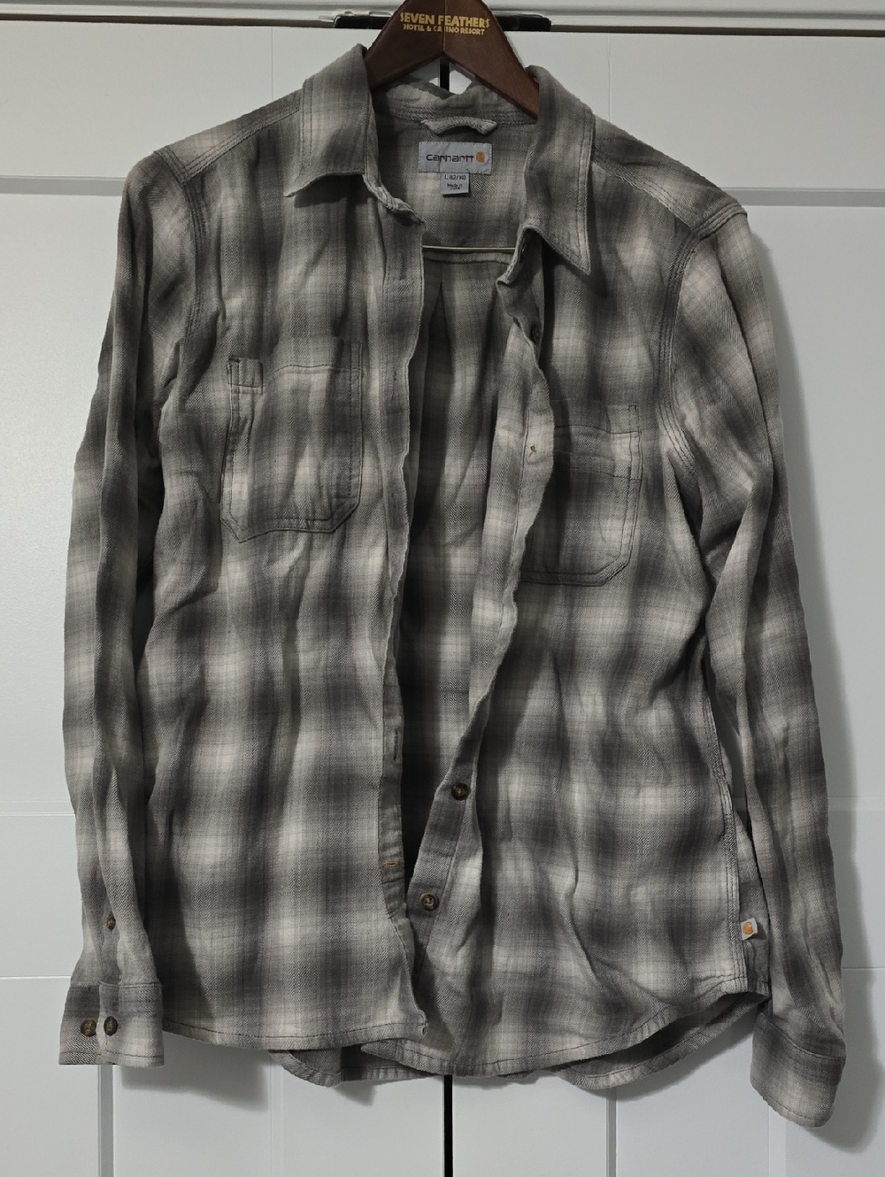 Carhartt Womens Gray Plaid Flannel Shirt